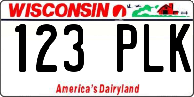 WI license plate 123PLK