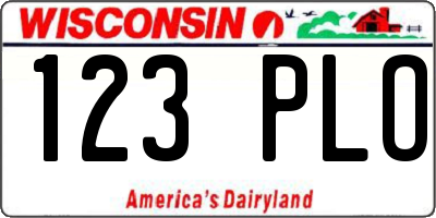 WI license plate 123PLO