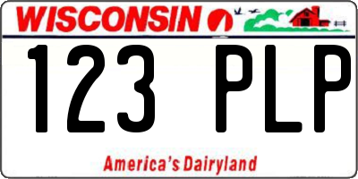 WI license plate 123PLP