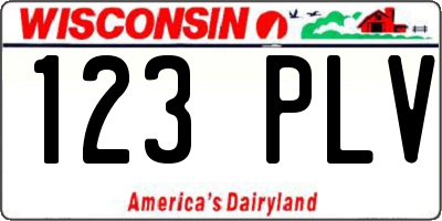WI license plate 123PLV