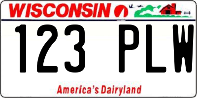 WI license plate 123PLW