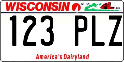 WI license plate 123PLZ