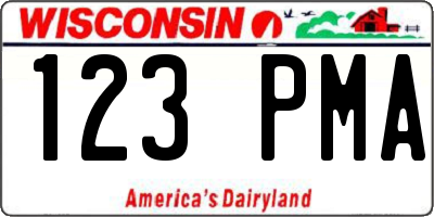 WI license plate 123PMA