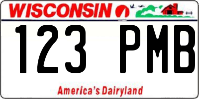 WI license plate 123PMB