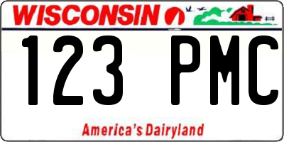 WI license plate 123PMC