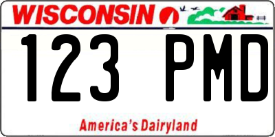 WI license plate 123PMD