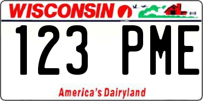 WI license plate 123PME