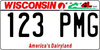WI license plate 123PMG