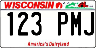 WI license plate 123PMJ