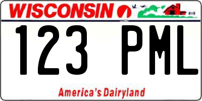 WI license plate 123PML