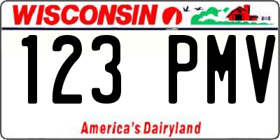 WI license plate 123PMV