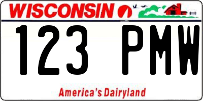 WI license plate 123PMW
