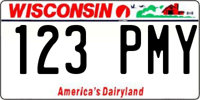 WI license plate 123PMY