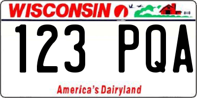 WI license plate 123PQA