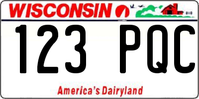 WI license plate 123PQC