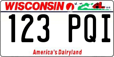 WI license plate 123PQI