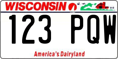 WI license plate 123PQW