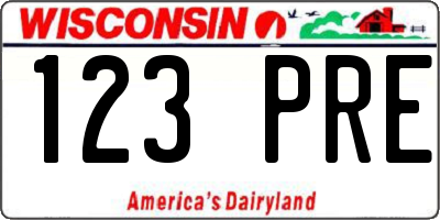 WI license plate 123PRE