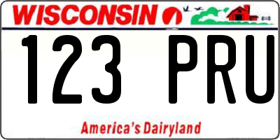 WI license plate 123PRU