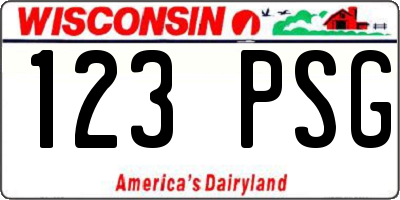 WI license plate 123PSG