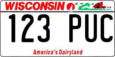WI license plate 123PUC