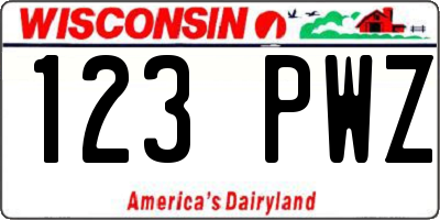WI license plate 123PWZ