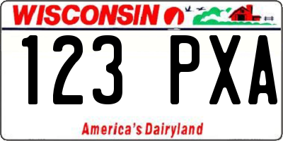 WI license plate 123PXA