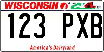 WI license plate 123PXB