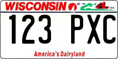 WI license plate 123PXC