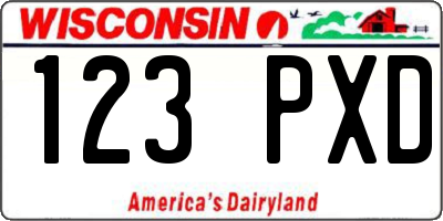 WI license plate 123PXD