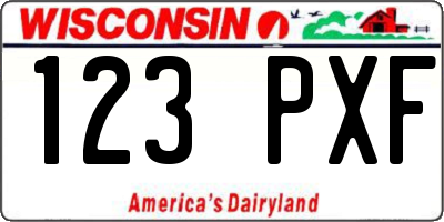 WI license plate 123PXF