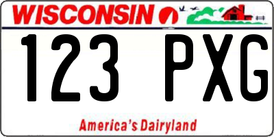 WI license plate 123PXG