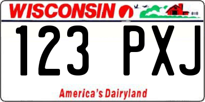 WI license plate 123PXJ
