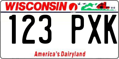 WI license plate 123PXK