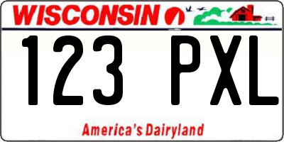 WI license plate 123PXL