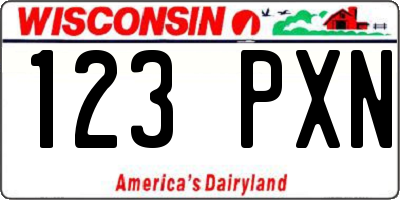 WI license plate 123PXN