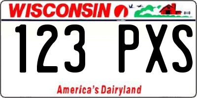 WI license plate 123PXS