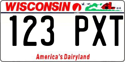 WI license plate 123PXT