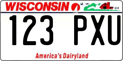 WI license plate 123PXU