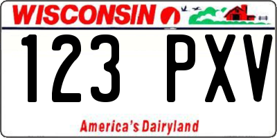 WI license plate 123PXV