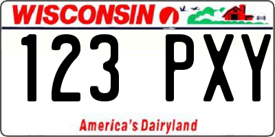 WI license plate 123PXY