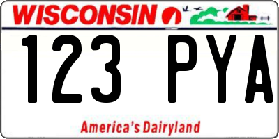 WI license plate 123PYA