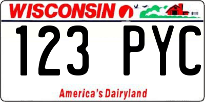WI license plate 123PYC