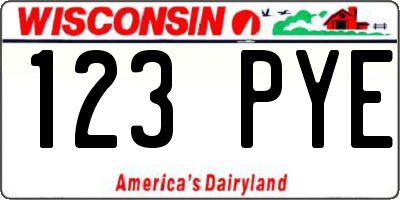 WI license plate 123PYE