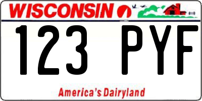 WI license plate 123PYF