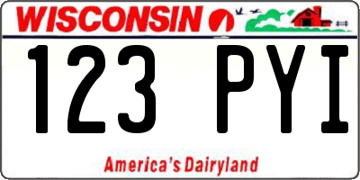 WI license plate 123PYI