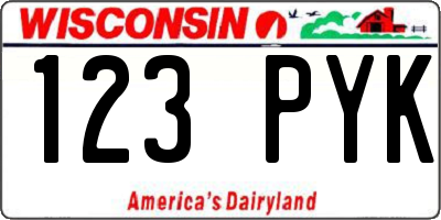 WI license plate 123PYK