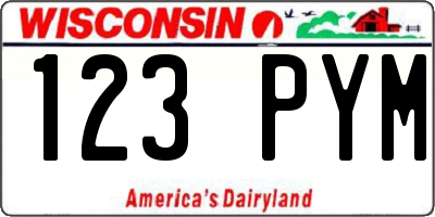 WI license plate 123PYM
