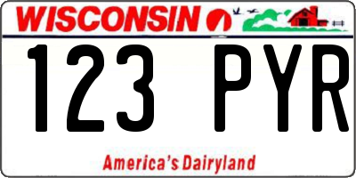 WI license plate 123PYR