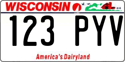 WI license plate 123PYV
